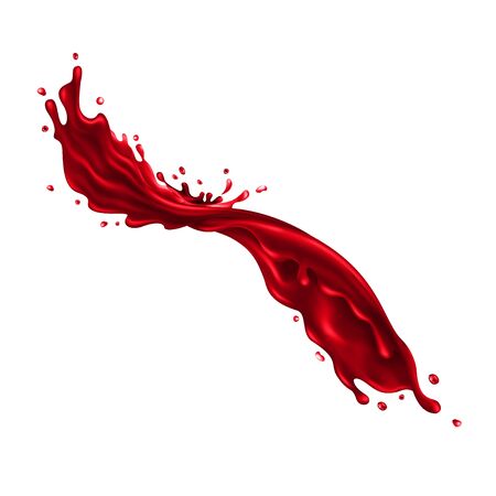 Cherry juice dynamic splash. Realistic vector illustration.のイラスト素材