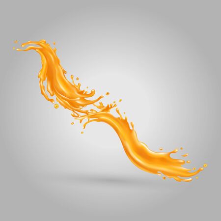 Orange juice splashes on a gray backgroundのイラスト素材