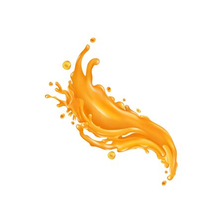 Orange juice dynamic splash. Realistic vector illustration.のイラスト素材