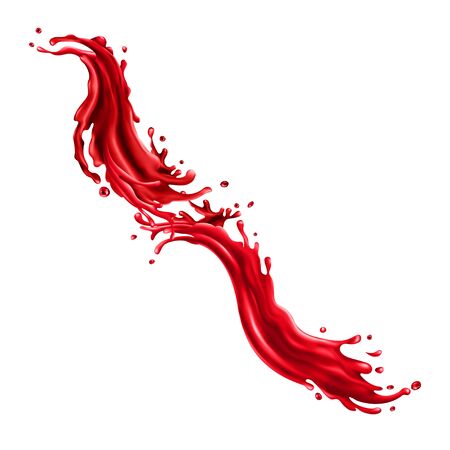 Cherry juice dynamic splash. Realistic vector illustration.のイラスト素材