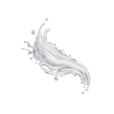 Milk liquid dynamic splash. Realistic vector illustration.のイラスト素材