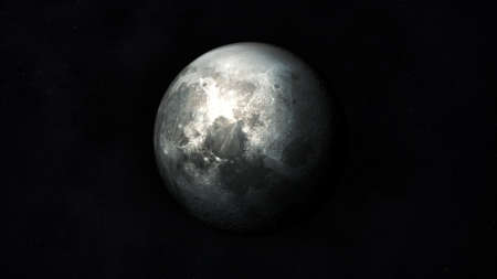 Dark gray image of a half-lit moon in space.の写真素材