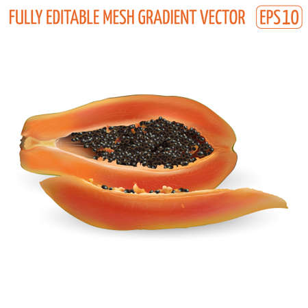 Sliced ripe papaya on a white background.のイラスト素材