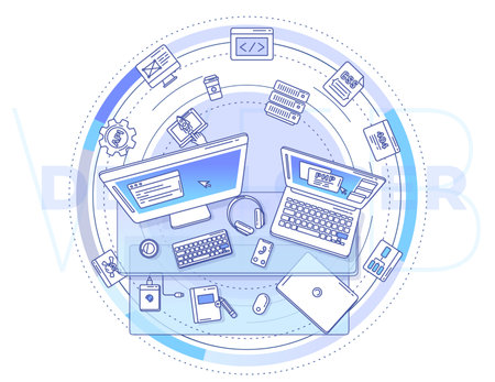 Web development - detailed illustration for an advertising poster.のイラスト素材