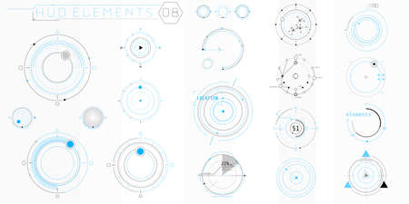 A set of HUD circular elements for a futuristic interface.のイラスト素材