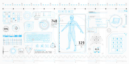 A set of thin elements on the topic of Data Scanning.のイラスト素材