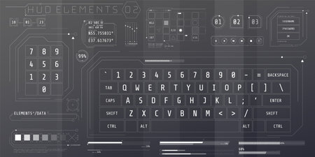 A set of HUD keyboards elements for a futuristic interface.のイラスト素材