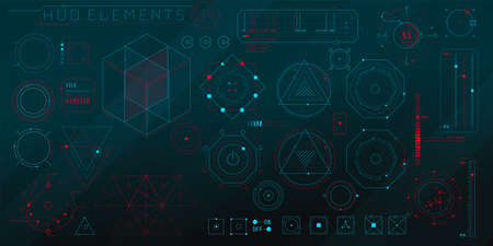 A set of HUD geometric elements for a futuristic interface.のイラスト素材