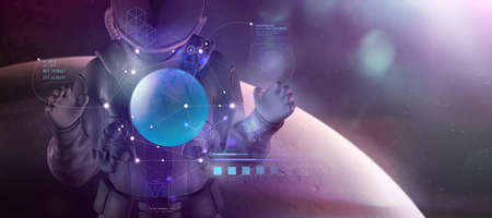 Humanity is mastering fantastic Mars from orbit. 3D renderの写真素材