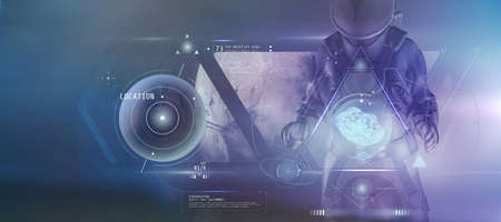 An astronaut aboard his ship explores the satellites of Mars. 3D renderの写真素材