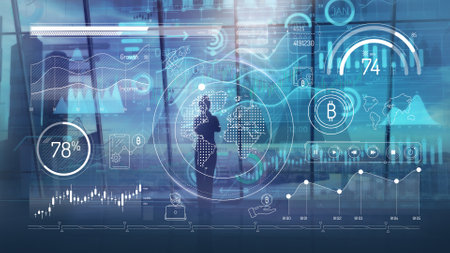Infographics on the theme of bitcoin on office background.