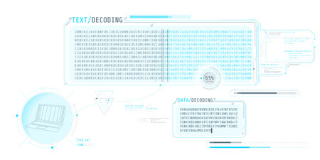 Data decryption screen with text decoding window.のイラスト素材