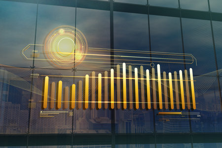 Gold abstract elements commercial charts. Abstract bitmap illustration.の写真素材