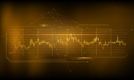 Abstract infographics on a golden background of a stable financial chart.のイラスト素材