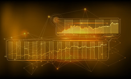 Abstract golden infographics of various stable financial charts.のイラスト素材