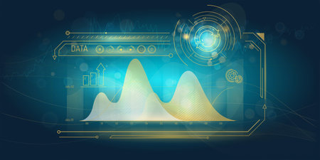 Abstract infographics on a blue background concept of currency growth.のイラスト素材
