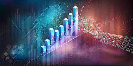 Analysis of financial growth and stock market data, stock charts and investment concepts.のイラスト素材
