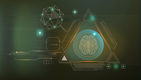 Vector infographics about the work of artificial intelligence and brain neurons.のイラスト素材