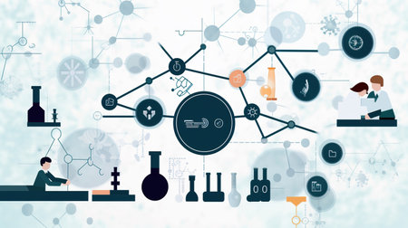 The scientific method. Conceptual vector illustration expressing the beauty and complexity of science. AI generatedの素材