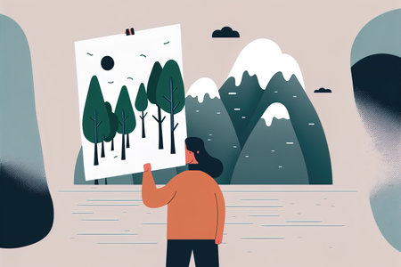 Climate activists, minimal illustration. Concept of strike for the future of the planet, protest against fossil fuels. AI generatedの素材