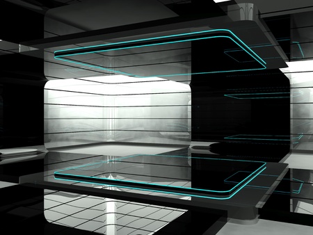 Futuristic 3D empty roomの写真素材