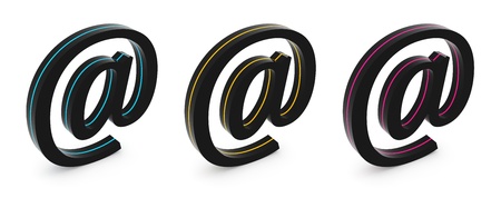 Three black at symbols on white backgroundの写真素材