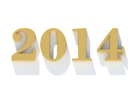 Happy New Year 2014 calendar white backgroundの写真素材