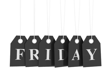 Black friday on black hanging labelsの写真素材