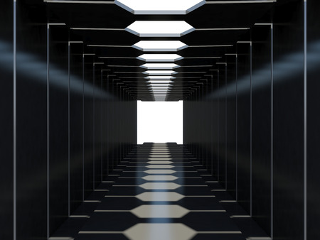 Futuristic dark corridorの写真素材