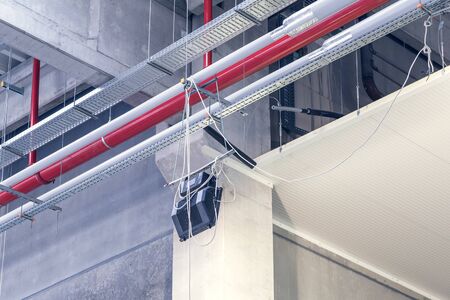 Architectural details from interior of an industrial building under constructionの写真素材