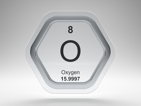 Oxygen symbol on modern glass and steel iconの写真素材