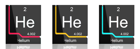 Helium element symbol from the periodic table in three colors