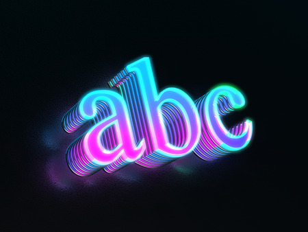 ABC - beautiful colored glass abc alphabet letters glowing in the darkの写真素材