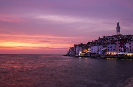 Red sunset in Rovinj, Croatiaの写真素材