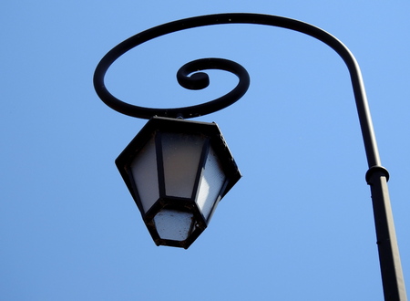 A street lamp under the blue skyの写真素材