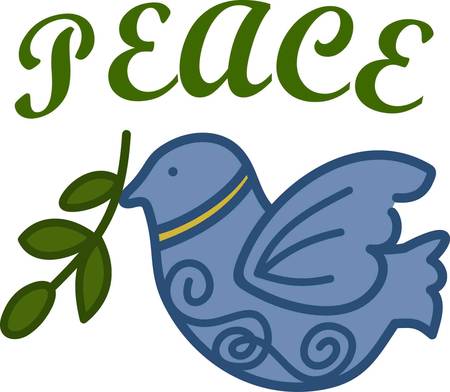 Holiday time is a season for good will towards men and peace on earth.  Stitch this peace dove to convey the peaceful spirit of the holidays.のイラスト素材