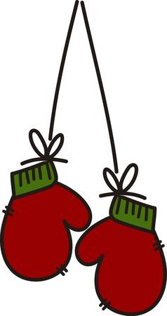 Warm and cozy mittens is waiting for outdoor fun.  They are perfect for the holidays with their traditional red and green.のイラスト素材