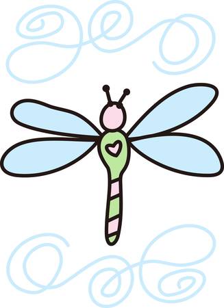 The dragonfly brings dreams to reality and is the messenger of wisdom and enlightenment from other realms.のイラスト素材