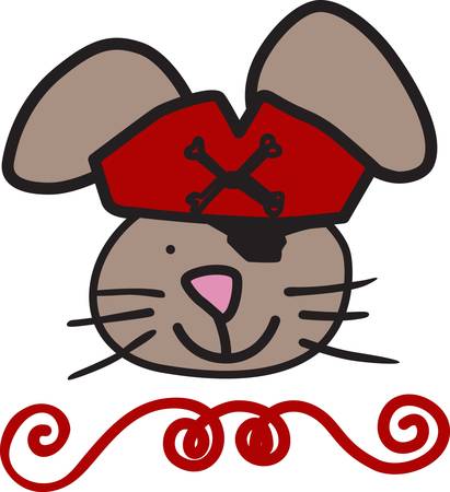 Our little buccaneer mouse is a sweet way to add a pirate theme for your kid projects.  Love the swirls and eye patch  what a great touchのイラスト素材