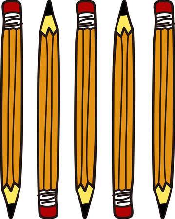 Get the lead out with these classic yellow pencils  These are a great way to add some creative character to school bags art smocks or even to make a super special shirtのイラスト素材