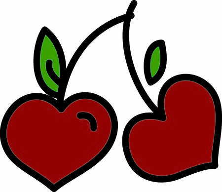 Twin cherries are such a cute way to create amazing projects.  These are especially sweet with their heart shapeのイラスト素材