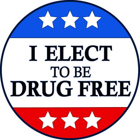 The patriotic themed button is intended to created drug free awareness.  This lovely stars and stripes graphic can be a visual part of any antidrug campaign.のイラスト素材