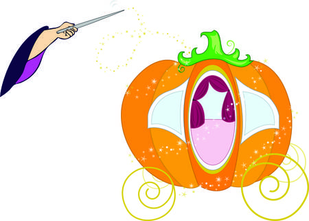 Abracadabra  A plain pumpkin has just become a princess carriage.  Add a touch of Cinderella with this pretty carriage on your project.のイラスト素材