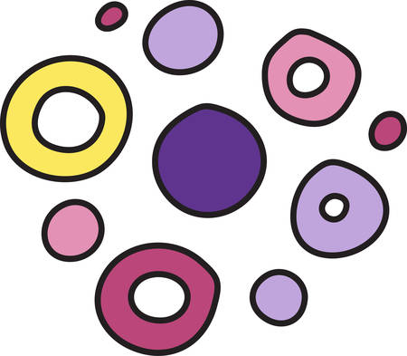Circles make a casual and fun decoration for that special girl.  Bright colors and hand drawn qualities add extra appeal to this design.のイラスト素材