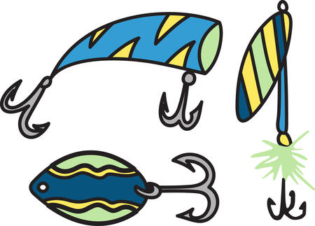 Set your hook in this colorful fishing lure.  Perfect for your favorite angler.のイラスト素材
