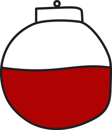 This red and white float alerts the fisherman when a fish is on the line.  What a great way to decorate for a fisherman.のイラスト素材