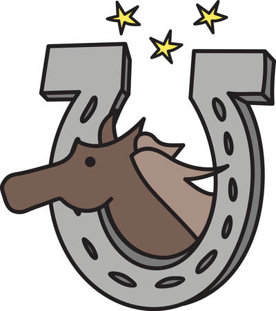 This horseshoe is holding luck and a special equine friend.  Sure to e a hit on your equine gear.のイラスト素材