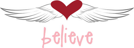 An angel must have a great big heart.  This angel heart is a unique find with elegant angel wings.のイラスト素材