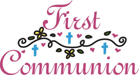 A delicate edging of crosses and swirl make a visual and spiritual statement.  This lovely design is a perfect decoration for a special keepsake.のイラスト素材