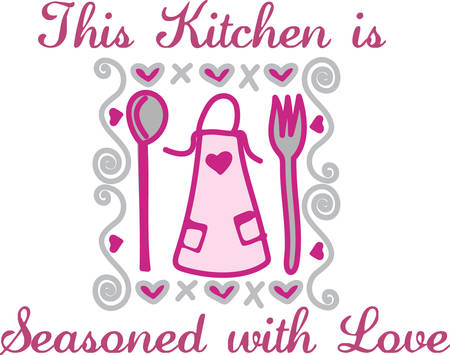 Every good cook has a favorite apron.  This design is sure to become a favorite when used for creations filled with hugs and kissesのイラスト素材